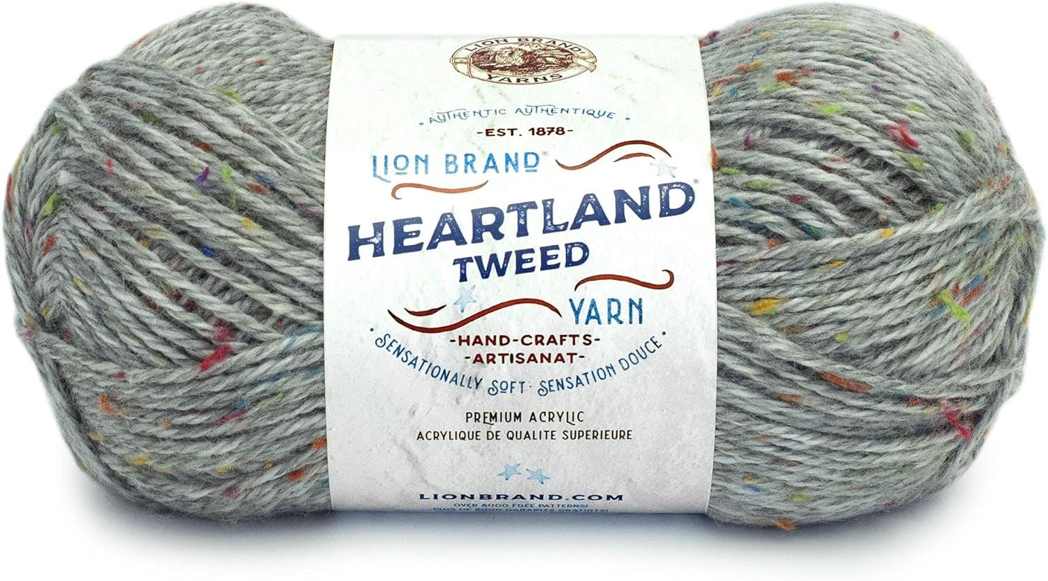 Lion Brand Yarn Heartland Yarn, Worsted-Weight Yarn for Knitting, Crocheting, and Crafting, 1 Pack, Mount Rainier Tweed