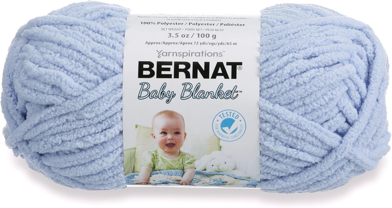 Bernat Baby Blanket Yarn, 3.5 oz, Gauge 6 Super Bulky, Baby Blue