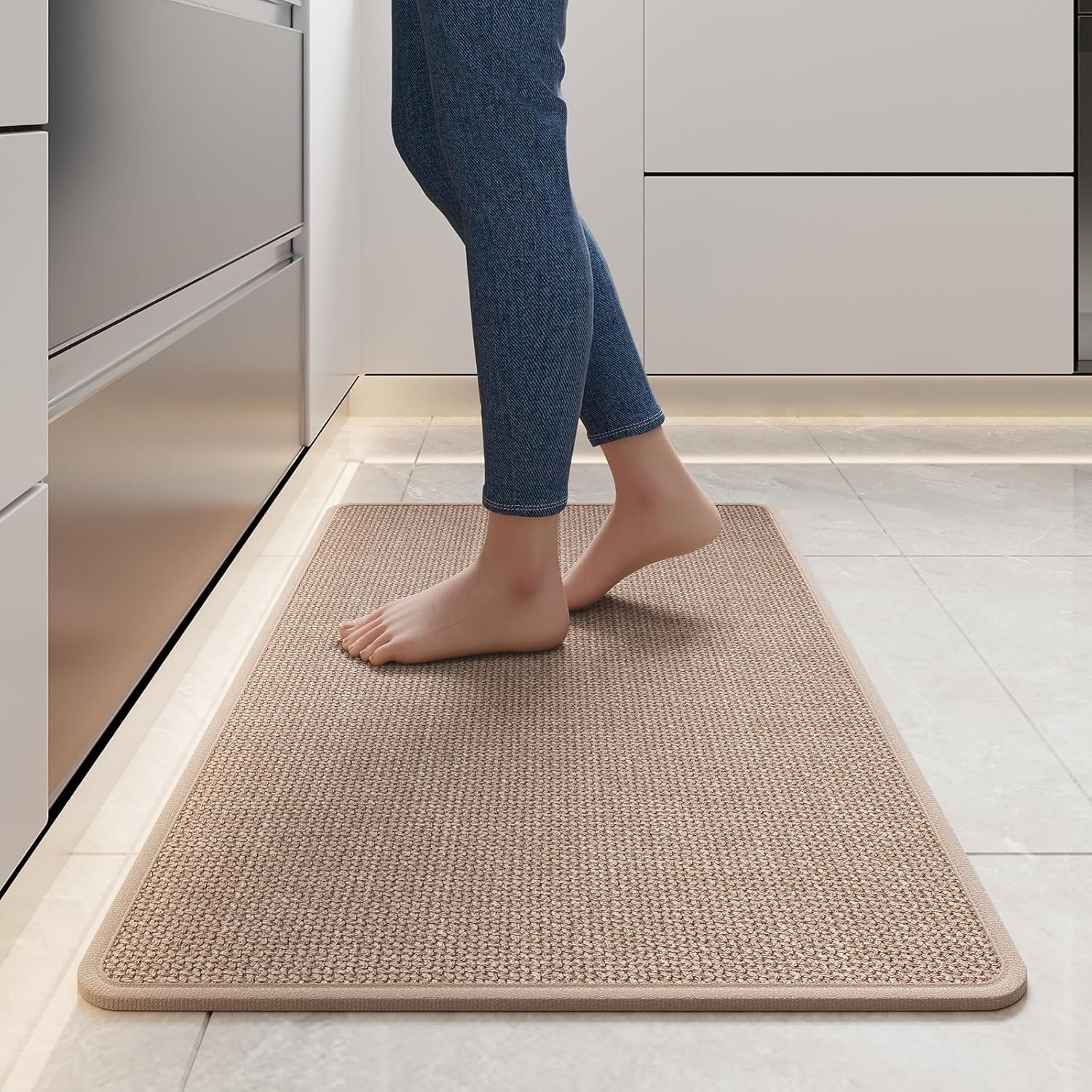 YDKGL Kitchen Rugs and Mats Non Slip Washable, Absorbent Runner Rugs for Kitchen, Front of Sink, Kitchen Mats for Floor，Easy to Clean and Maintain Kitchen Floor mat(Brown, 17″x30″)
