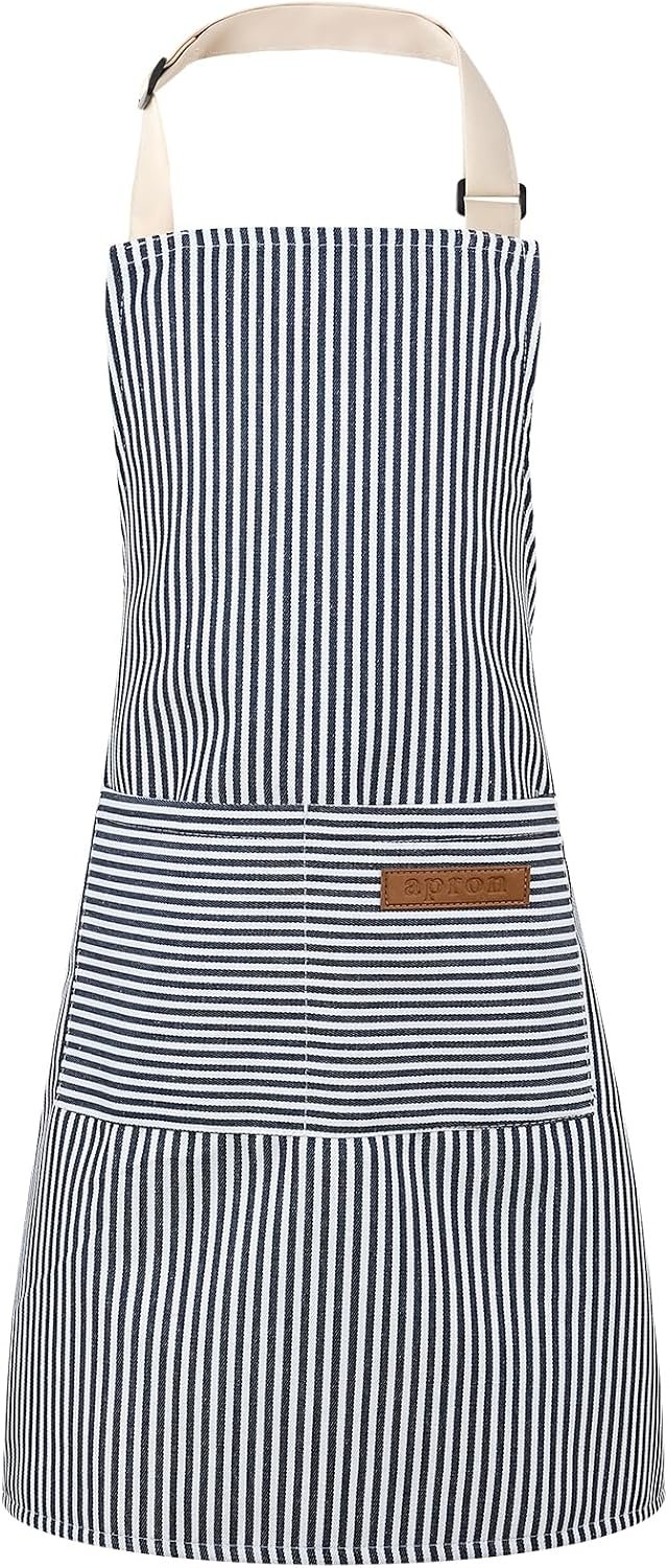 Stripes Kids Apron, Kids Cooking Aprons with 2 Pockets, Cute Kids Aprons for Cooking for Boys and Girls