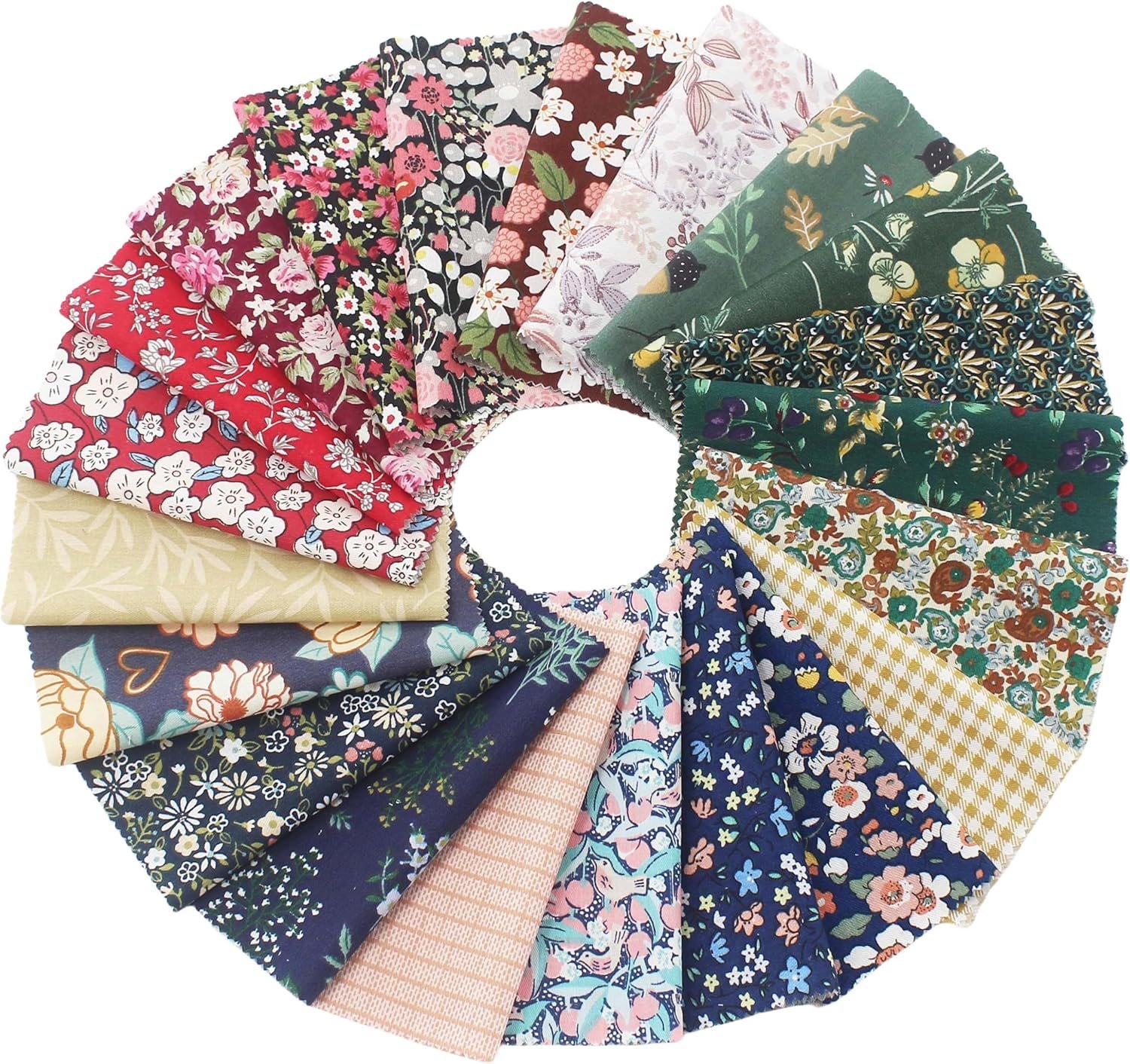 42-Pack 5×5 Inch Dark Floral Cotton Charm Packs for Quilting – Small Floral Print Fabric Squares,Precut Quilting Supplies for Patchwork & Sewing