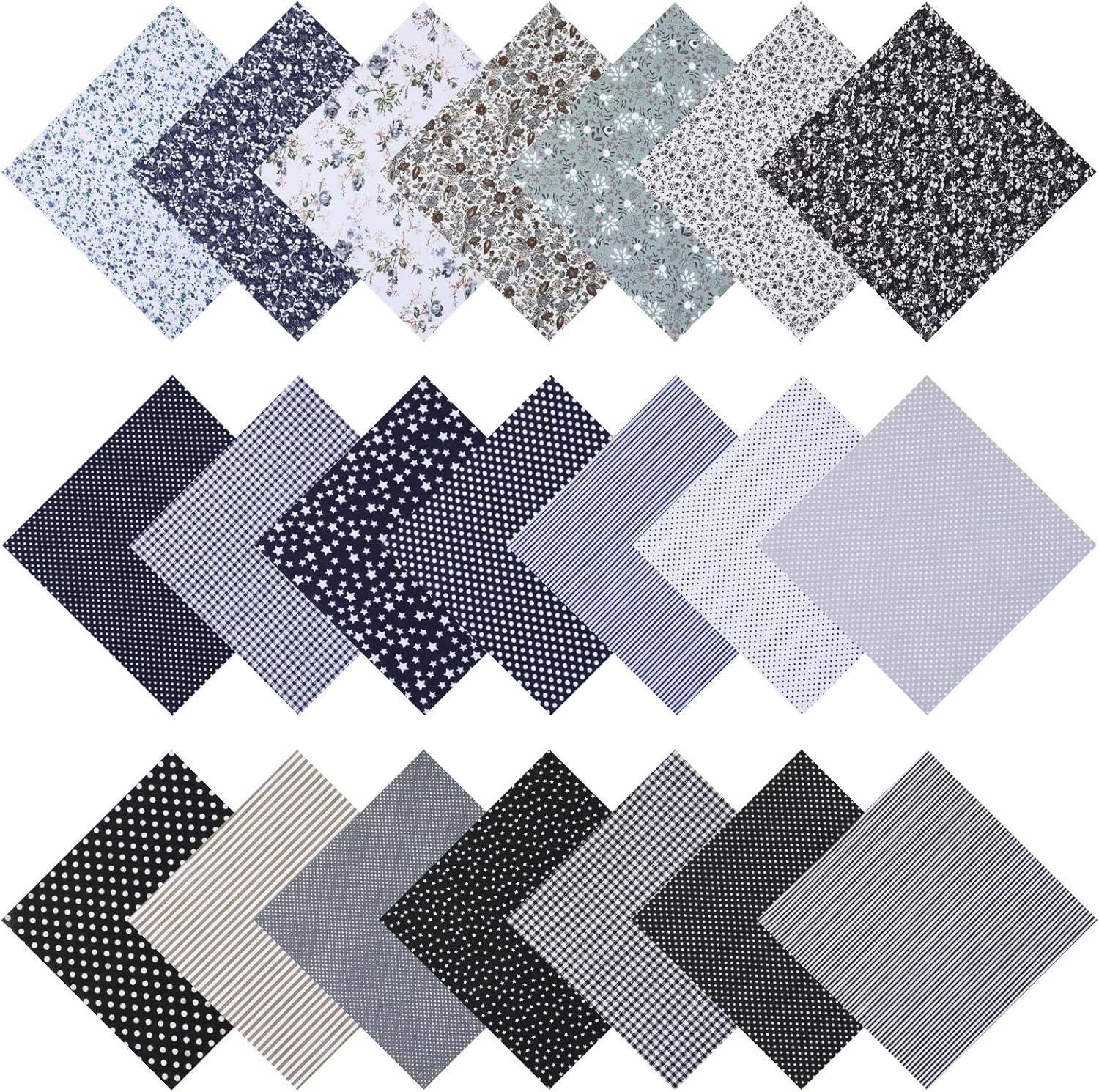 Quilting Squares Fabric, 21 PCS Charm Packs for Quilting 10 X 10 Inch Vintage Cotton Fabric Squares Pre-Cut Quilted Sewing-Fabric Patchwork Sheets for DIY Craft Sewing Scrapbooking Quilting-Decor