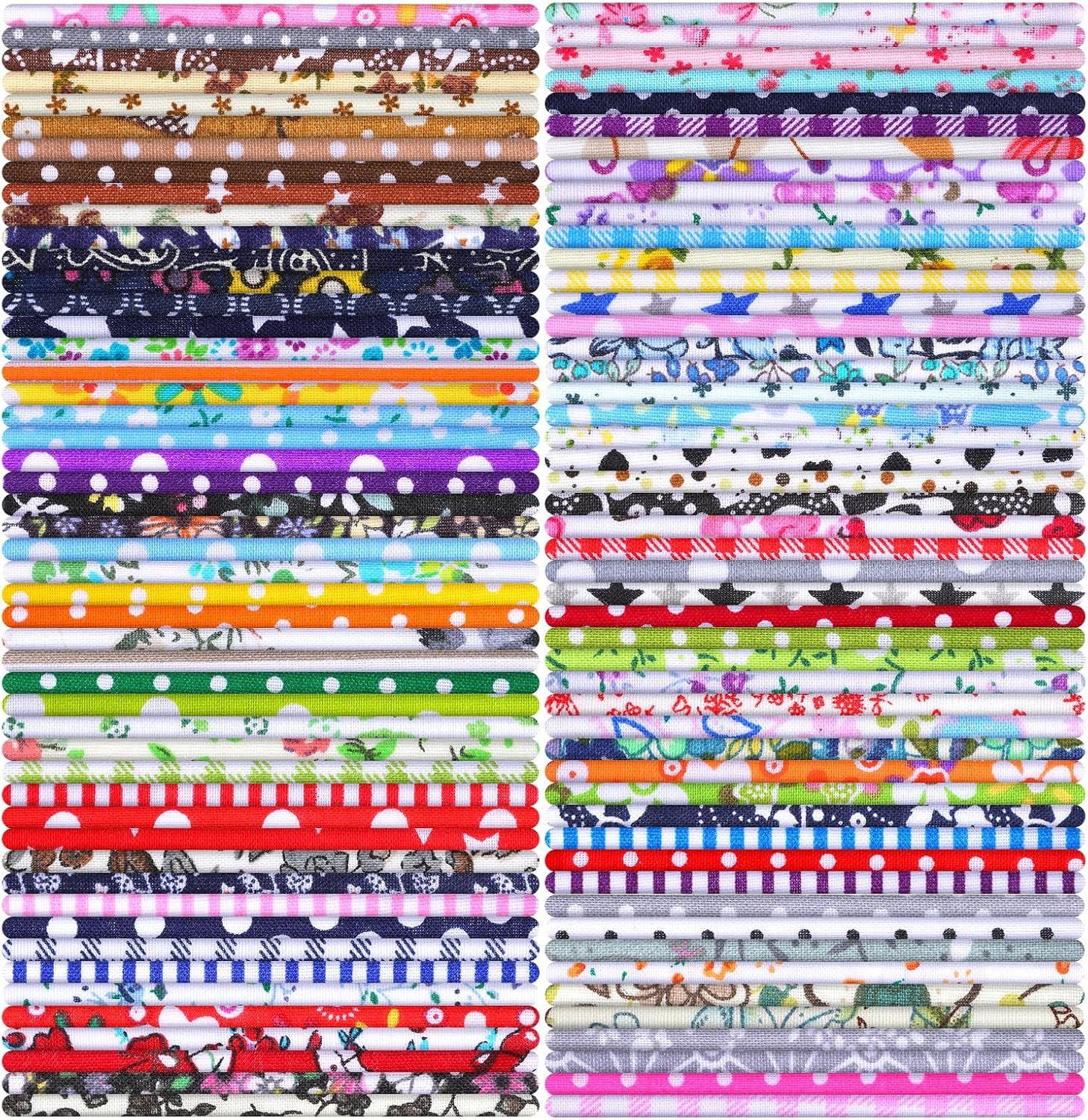 500 Pcs 4 x 4 Inch Cotton Fabric Squares, Precut Patchwork Quilting Fabric Bundles, Layer Fat Flower Fabrics Patchwork, Layer Precut Quilt Material, for DIY, Crafts, Sewing, Beginners, Cloths