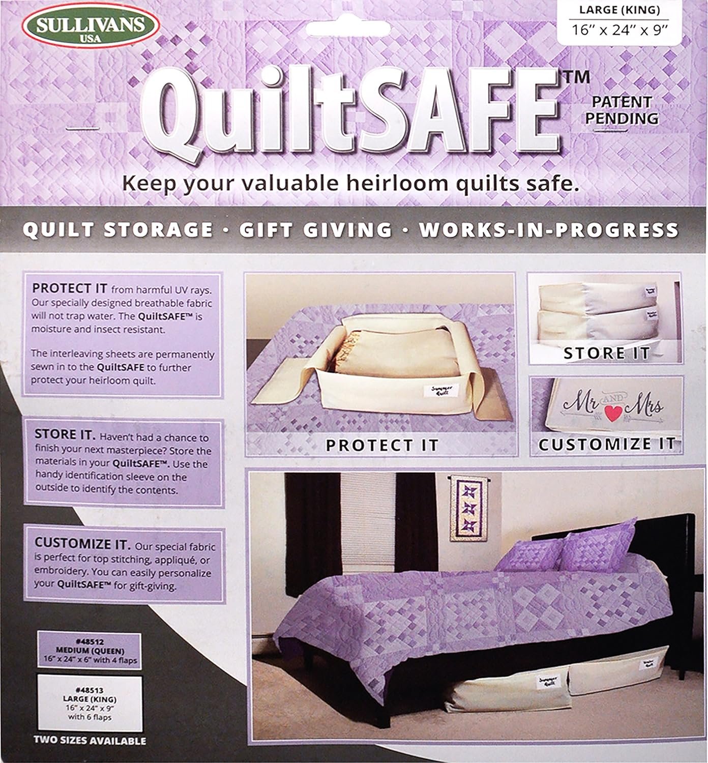 Sullivans 48513 Quiltsafe Storage Bag, 16″ x 24″ x 9″