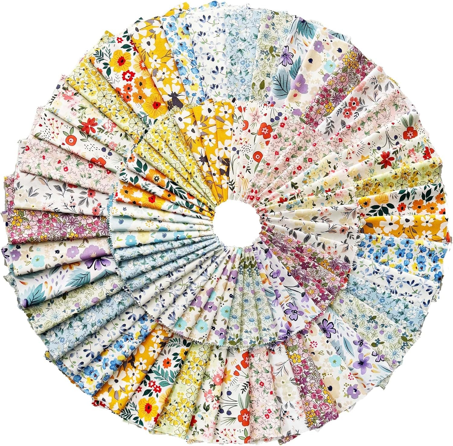100% Cotton Quilting Fabric Squares 5”x5” Floral Print Precut Fabric Bundles Charm Packs for Quilting 5 inch Clearance for Pathwork Quilt（Fresh Style）