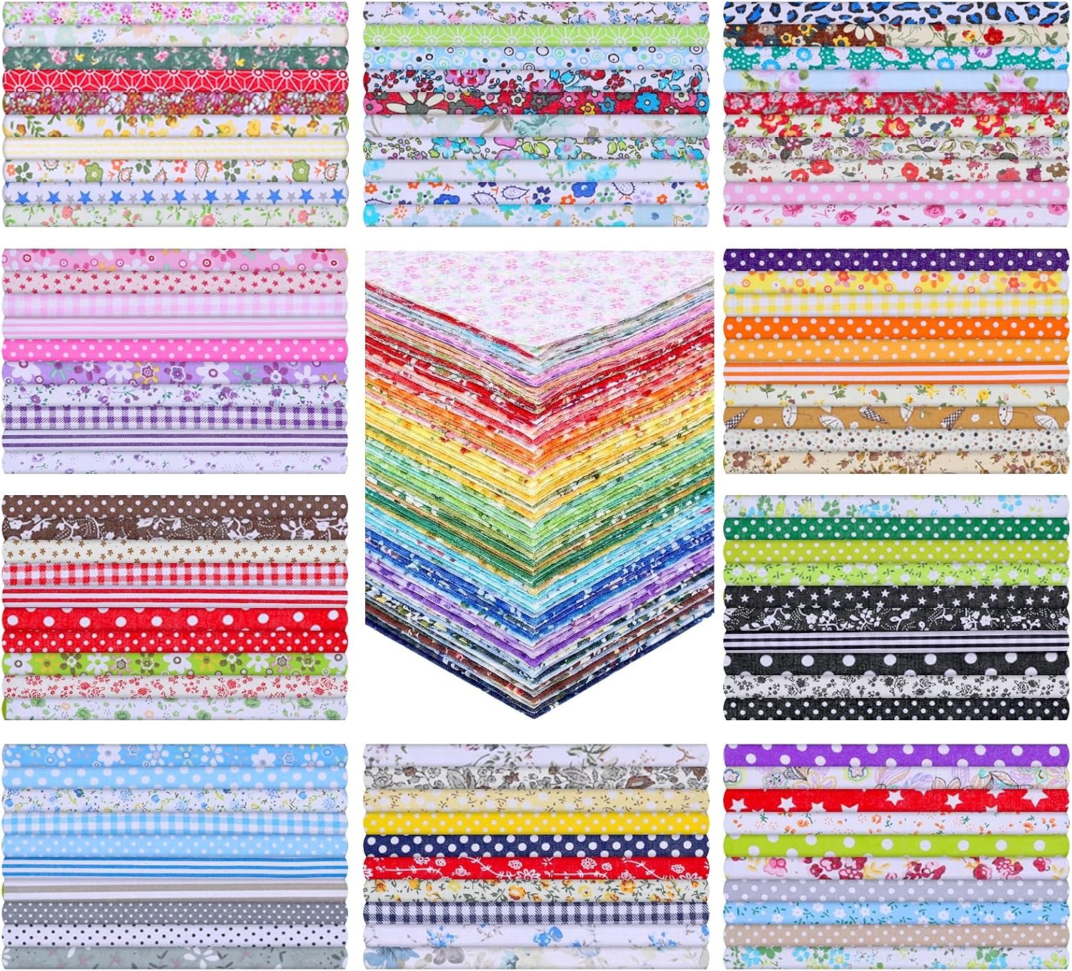 100 Pcs 8 x 8 Inch Cotton Fabric Squares No Repeat Floral Patchwork Fabric Pre Cut Quilting Fabrics Bundles Flower Sewing Fabrics Multi Color Floral Square Patchwork for DIY Craft Sewing Cloth