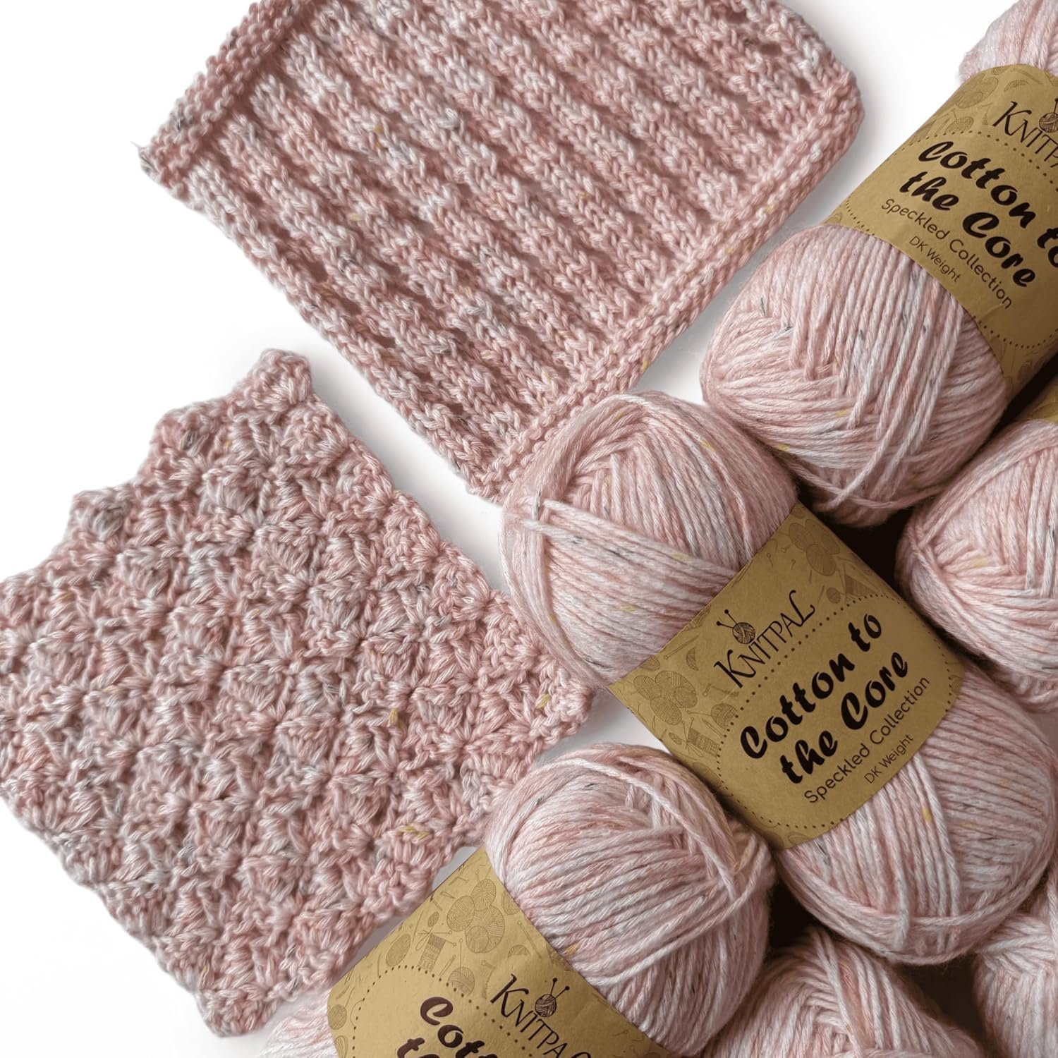 Cotton to The Core Speckled Soft Baby Yarn for Crocheting, 6-Pack (810Yds / 300G), Free Patterns – Size 3 DK Light Worsted Weight Cotton Yarn for Knitting – Fresh Coral