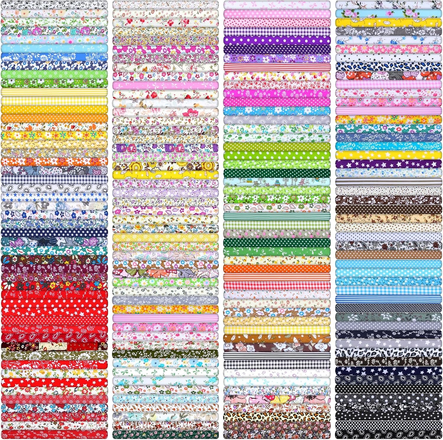 200 Pcs 10 x 10 Inch Cotton Fabric Squares for Quilting Sewing Pre Cut Patchwork Fabrics Patchwork-Quilting Fabric Bundles Floral Printed Bundles Quilting for DIY Craft Clothing, Floral