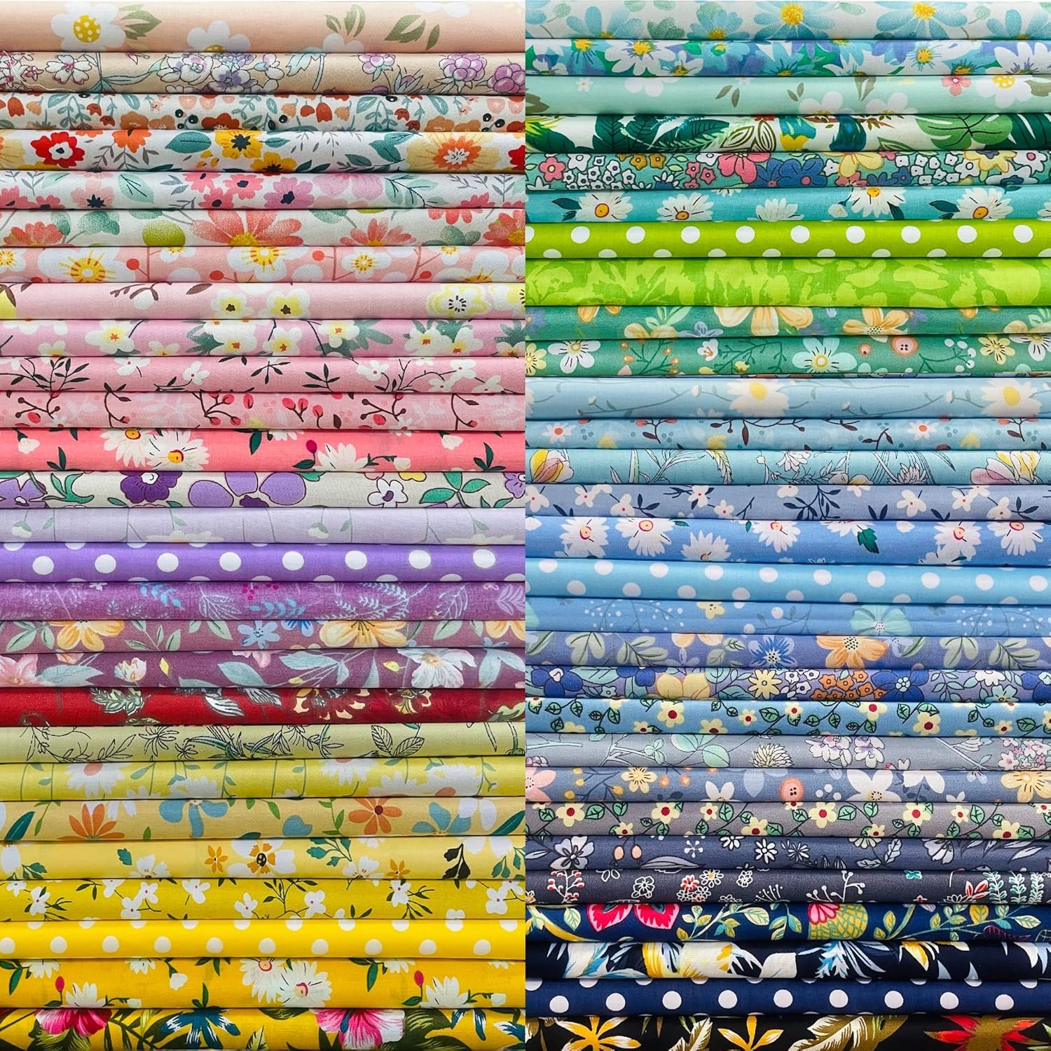 Newamishquilt 10″ x 10″ 50 PCS 100% Cotton Fabric Bundles for Quilting Sewing DIY & Quilt Beginners, Quilting Supplies Fabric Squares