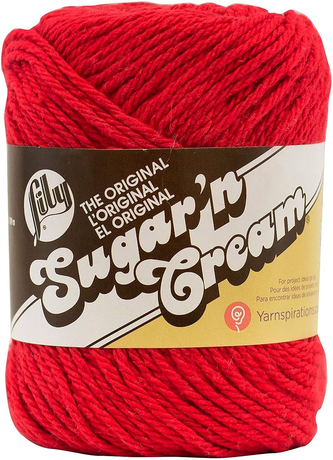 Lily Sugar ‘N Cream The Original Solid Yarn, 2.5oz, Medium 4 Gauge, 100% Cotton – Red – Machine Wash & Dry