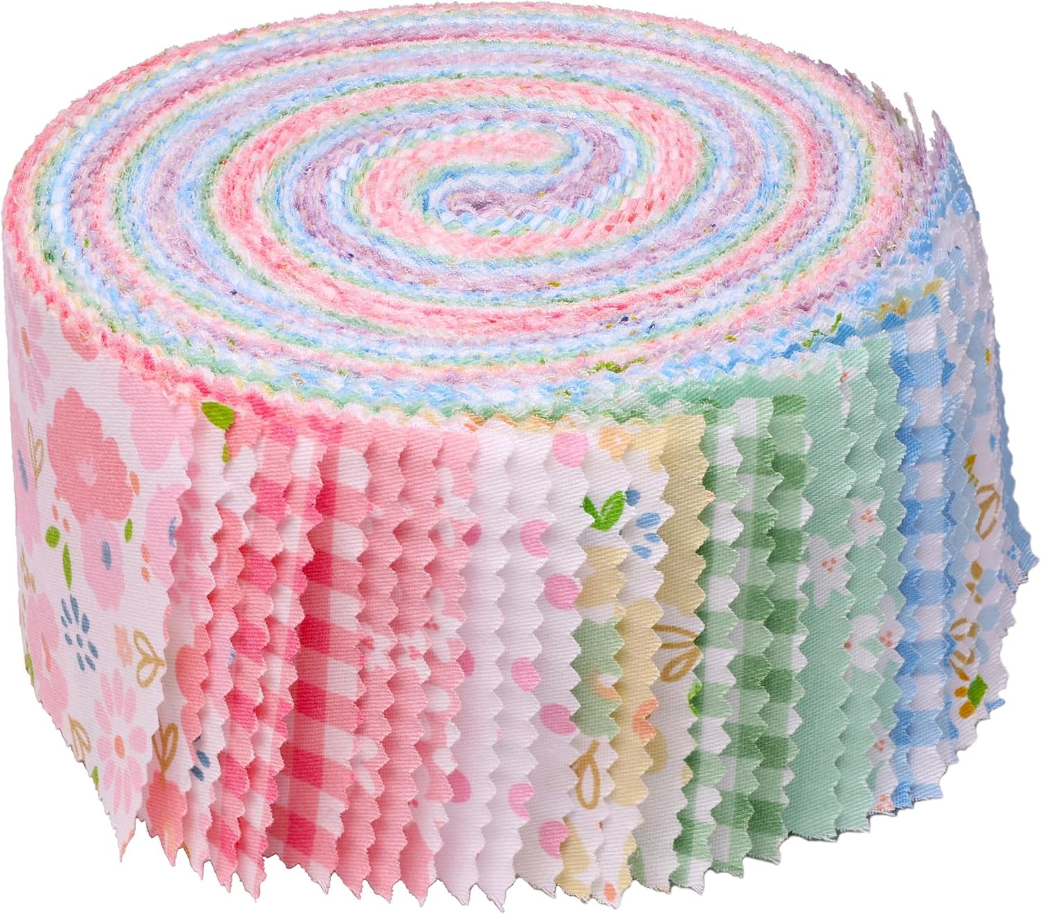 Jelly Rolls for Quilting Clearance 42 Strip 2.5″ x 44″ – Cotton Jelly Roll Fabric Strips Bundles – for Blanket, Rug, Upholstery, Quilt, Party Home Decor, and DIY Crafts (Sweet Garden)