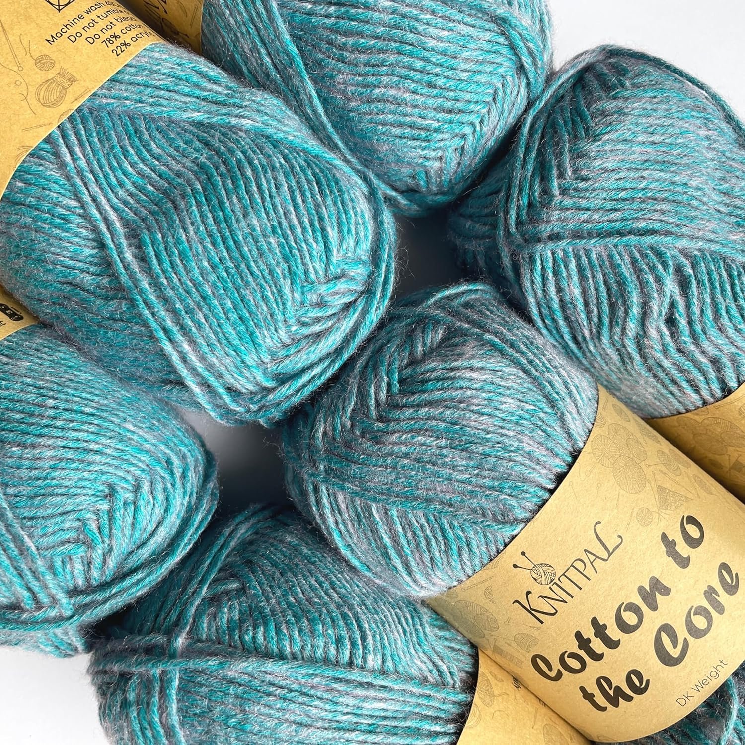 Cotton to The Core Cotton Yarn for Crocheting, 6-Pack (852 Yds / 300G), Free Patterns, Beginners Friendly – Soft Baby Yarn for Knitting – 3 DK Light Worsted Weight – Lilac Blue