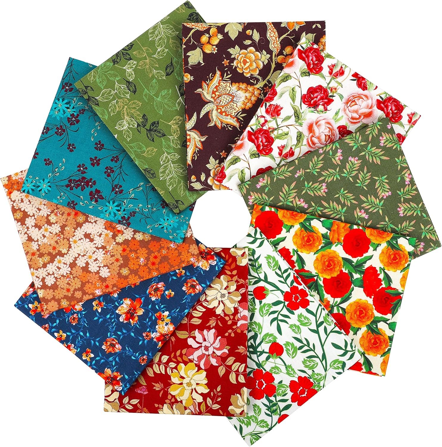 Craftido -25 Options- 100% Cotton Quilting Fabric Bundles 10pcs Fat Quarters 18”x21”-Medium Weight 5.2 oz- Soft Cotton for Quilting, Sewing Project, Patchwork, DIY Crafts – Retro Style