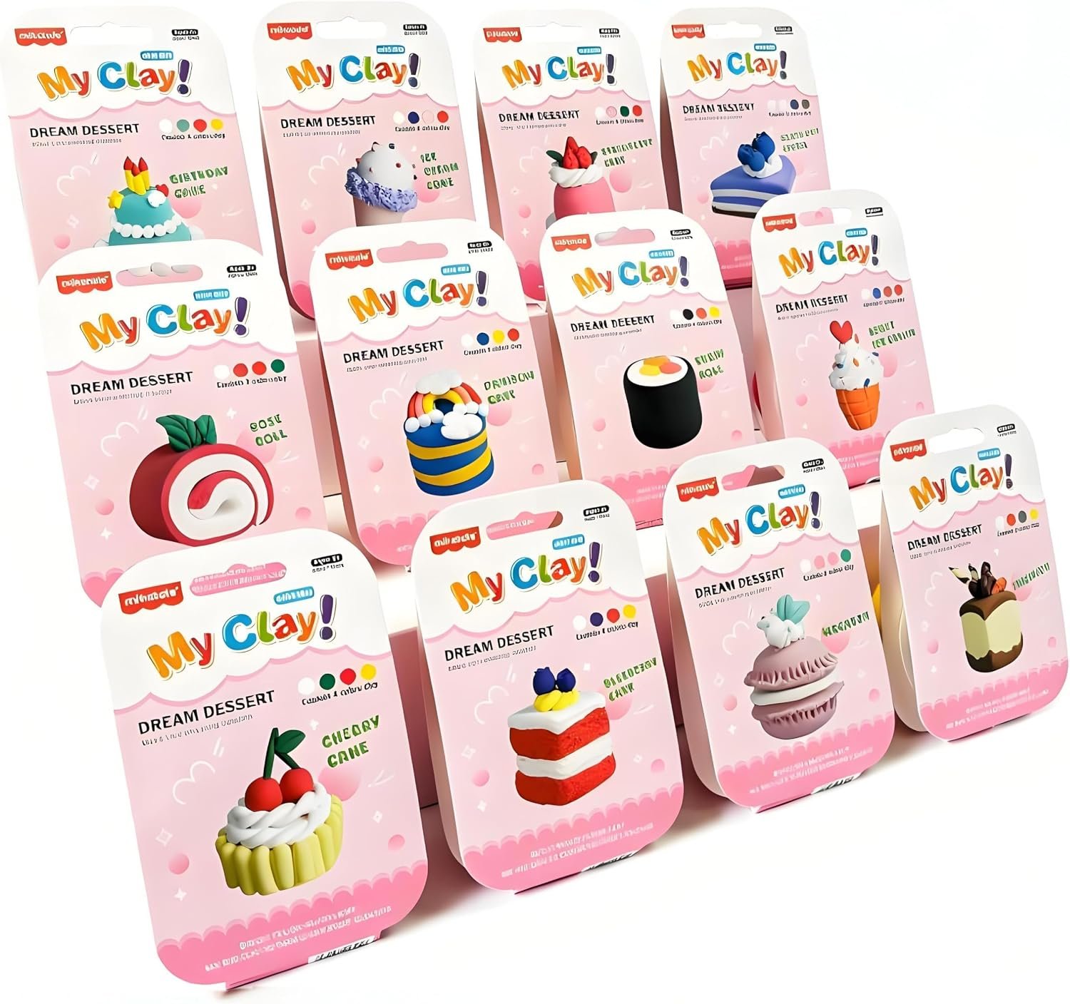 Air Dry Clay Dessert Kit for Kids – 12 Mini Dessert DIY Crafts with Tools, Birthday Cake & Ice Cream Pretend Food, Non -Toxic Arts & Crafts Gift for Girls & Boys Ages 5+